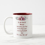 Bold Woman Mug "Oh Crap She Is Up" ツートーンマグカップ (左)