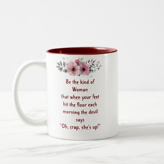 Bold Woman Mug "Oh Crap She Is Up" ツートーンマグカップ (左)