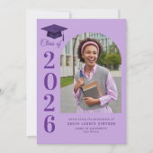 Bold year purple graduation photo announcement 招待状 (正面)