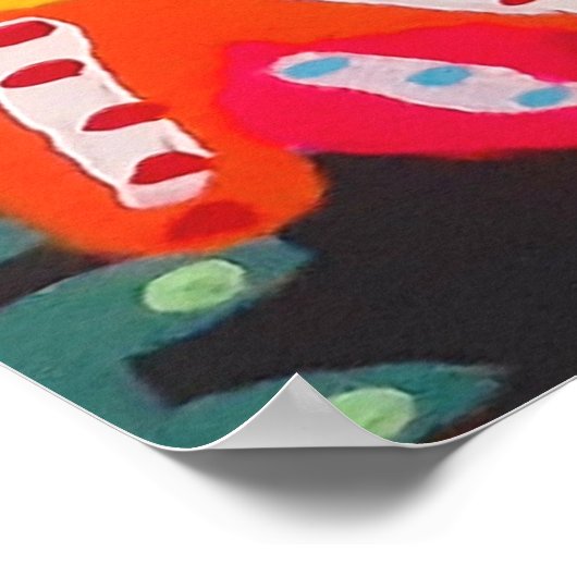 Bold Yellow and Orange Flowers Black ポスター (角)