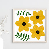 Bold Yellow Modern Flower Graphic Painting ポスター