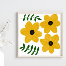 Bold Yellow Modern Flower Graphic Painting