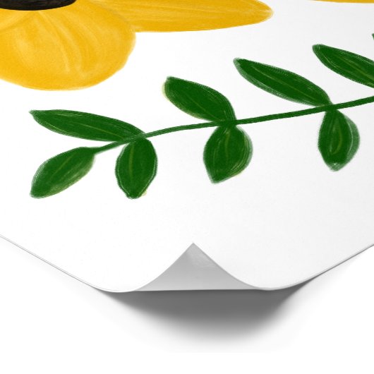 Bold Yellow Modern Flower Graphic Painting ポスター (角)