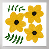 Bold Yellow Modern Flower Graphic Painting ポスター (正面)
