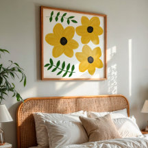 Bold Yellow Modern Flower Graphic Painting Art