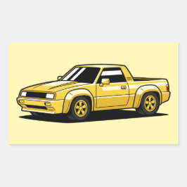 Bold Yellow Pickup Toon 長方形シール