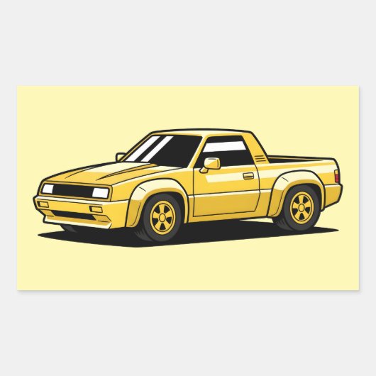 Bold Yellow Pickup Toon 長方形シール (正面)