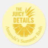 Bold Yellow Pineapple Custom Phrase Party ラウンドシール (正面)