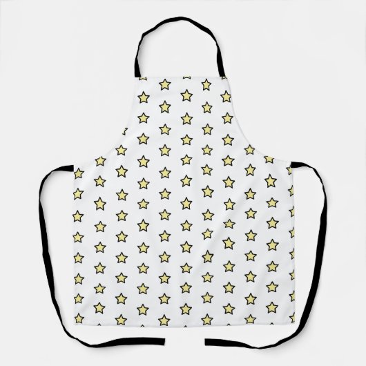 Bold Yellow Star Pattern Graphic Design エプロン (正面)