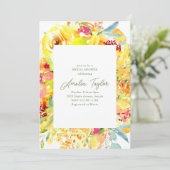 Bold Yellow Watercolor Floral Bridal Shower 招待状 (スタンド正面)