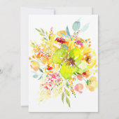 Bold Yellow Watercolor Floral Bridal Shower 招待状 (裏面)