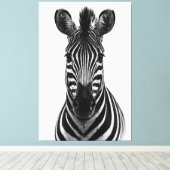 Bold Zebra Black White Canvas Print キャンバスプリント (インサイチュ (ウッドフロア))