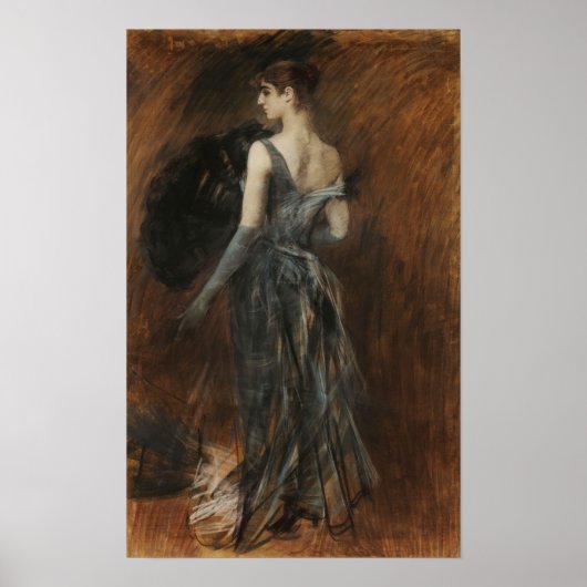 Boldini -イブニングドレスのブロンドの女性 ポスター (正面)