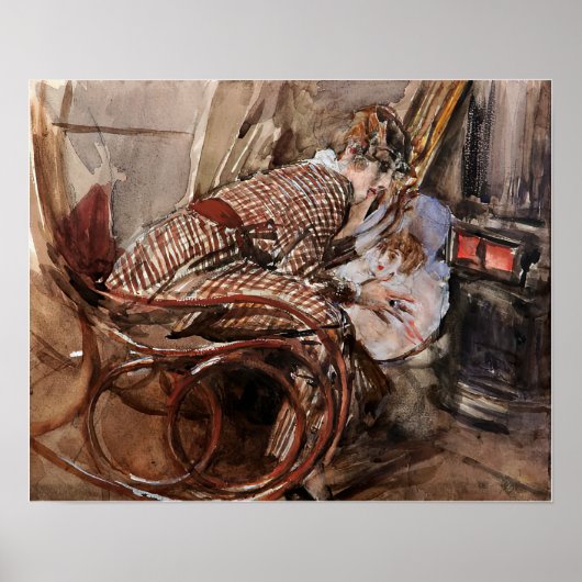 Boldini - ストーブの前の婦人 1912 ポスター (正面)