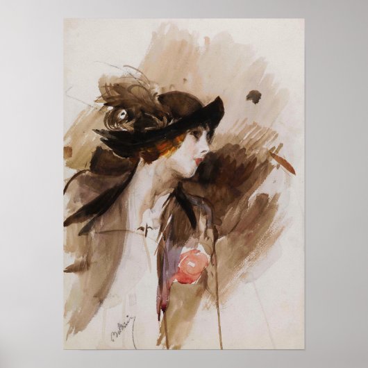Boldini - 帽子をかぶった女性 1905 ポスター (正面)