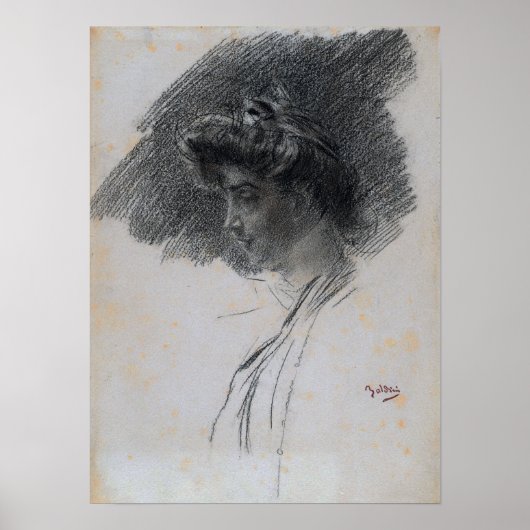 Boldini - 横顔の若い女性の胸像 ポスター (正面)