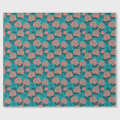 Boldly Stylized Roses In Shades Of Teal And Turquo ラッピングペーパー (フラット)