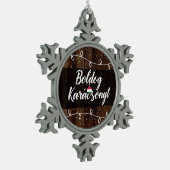 Boldog Karácsonytのハンガリーのメリークリスマス スノーフレークピューターオーナメント (左)