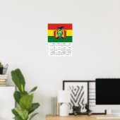 Bolivia 2026 Calendar, Large, Bolivian Flag ポスター (ホームオフィス)