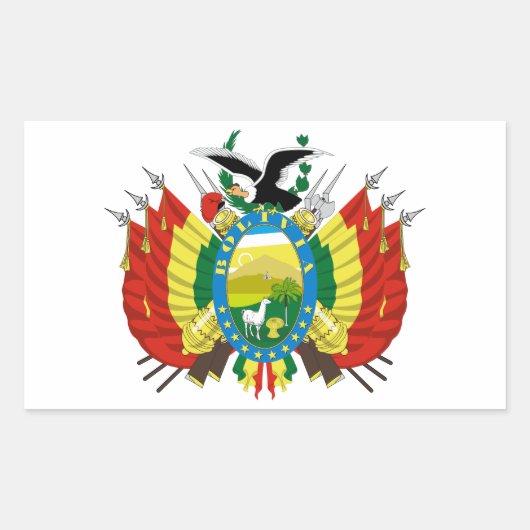 Bolivia country coat arms symbol emblem flag 長方形シール (正面)