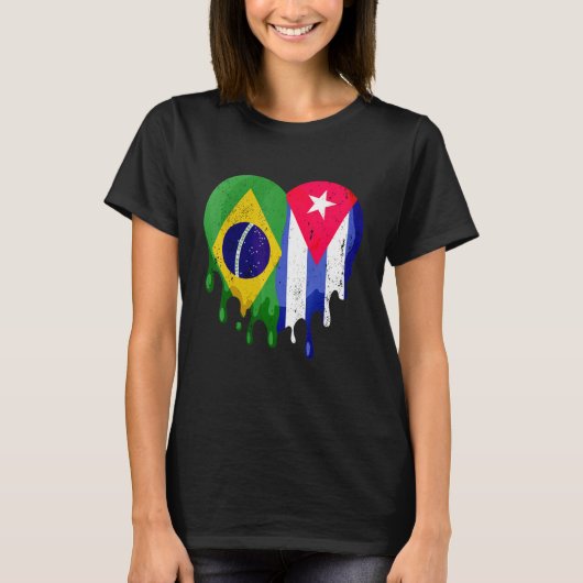 Bolivia Cuba Flag Heart Citizen Grown Patriot Coun Tシャツ (正面)