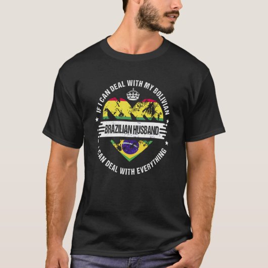 Bolivia Flag Brazil Grown  Husband Country Tシャツ (正面)