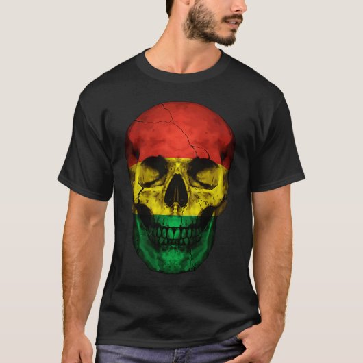 Bolivia Flag Skull Bolivian Roots Proud Patriotic Tシャツ (正面)