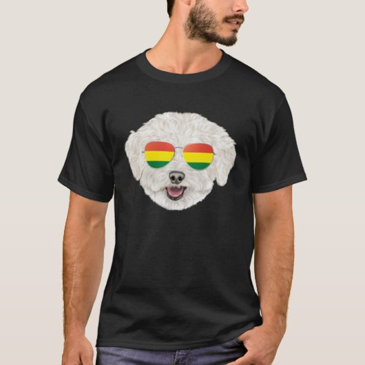 Bolivian Flag Bichons Frise Dog Bolivia Pocket Tシャツ (正面)