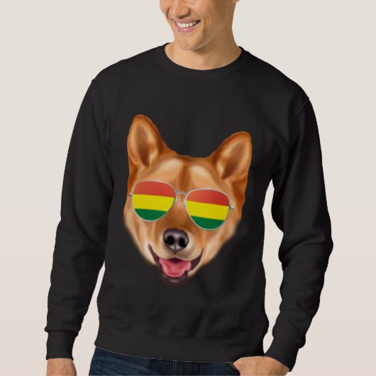 Bolivian Flag Finnish Spitz Dog Bolivia Pocket スウェットシャツ (正面)