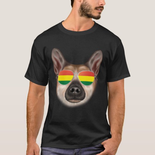 Bolivian Flag Norwegian Buhund Dog Bolivia Pocket Tシャツ (正面)
