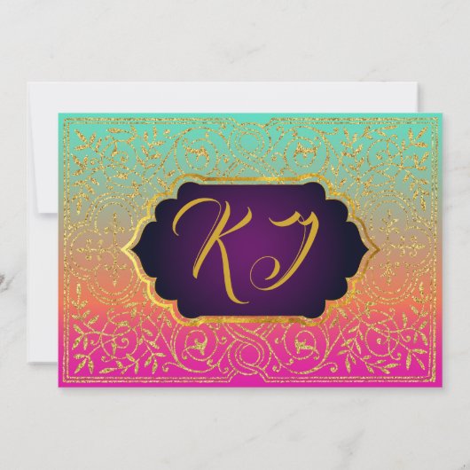 Bollywoodのアラビアンナイトの誕生日の招待状カード 招待状 (裏面)