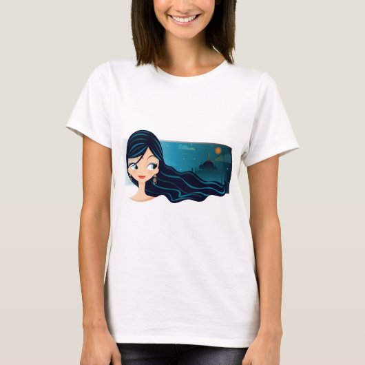 Bollywoodの女の子 Tシャツ (正面)