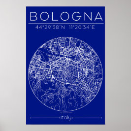 Bologna Blueprint Map Poster – Circular City Plan  ポスター