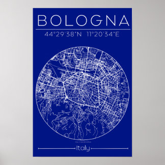 Bologna Blueprint Map Poster – Circular City Plan  ポスター