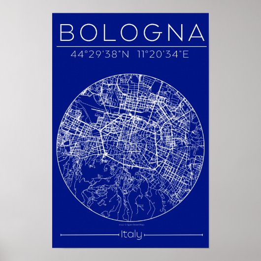 Bologna Blueprint Map Poster – Circular City Plan  ポスター (正面)