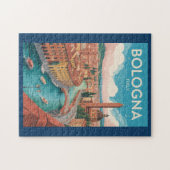 Bologna Italy Illustration Travel Art Vintage ジグソーパズル (横)