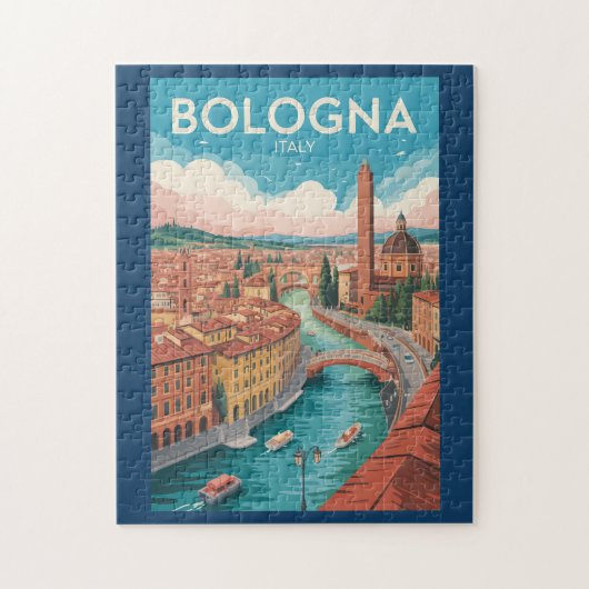 Bologna Italy Illustration Travel Art Vintage ジグソーパズル (縦)