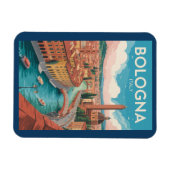 Bologna Italy Illustration Travel Art Vintage マグネット (横)