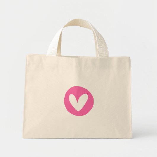 Bolsa com Design de Coração Rosa ミニトートバッグ (正面)