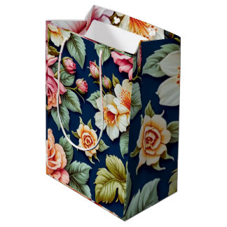 Bolsa de regalo con diseño de flores ミディアムペーパーバッグ