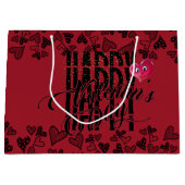 Bolsa de regalo con feliz san Valentin y corazón ラージペーパーバッグ (正面)