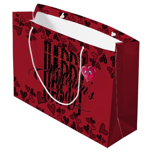 Bolsa de regalo con feliz san Valentin y corazón ラージペーパーバッグ (裏面アングル)