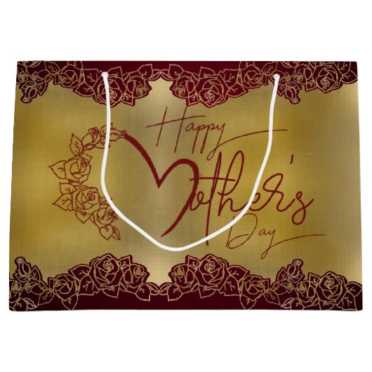 Bolsa de regalo con rosas para día de madre ラージペーパーバッグ (正面)