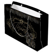 Bolsa de regalo negra elegante con agradecimiento ラージペーパーバッグ (裏面アングル)