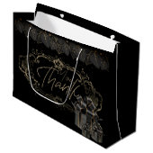 Bolsa de regalo negra elegante con agradecimiento ラージペーパーバッグ (正面アングル)