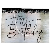 Bolsa de regalo plateada con flores para cumple ラージペーパーバッグ (裏面)