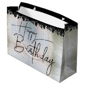 Bolsa de regalo plateada con flores para cumple ラージペーパーバッグ (裏面アングル)