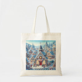 Bolsa de tela con paisaje navideño トートバッグ