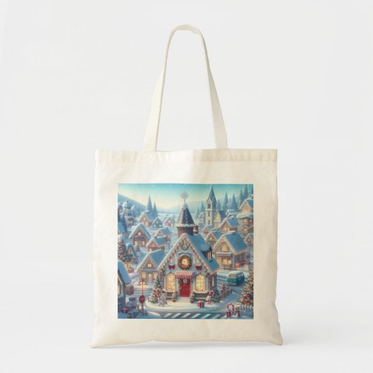 Bolsa de tela con paisaje navideño トートバッグ (正面)
