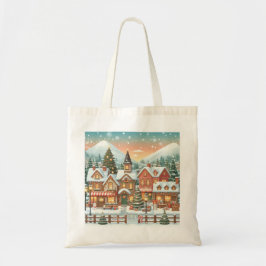 Bolsa de tela con paisaje navideño トートバッグ